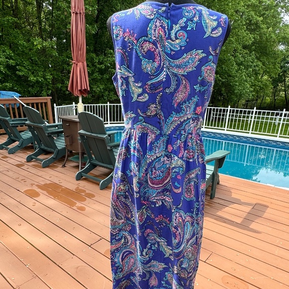 ***LOOK***LOWER PRICE! Talbots Royal Blue paisley maxi dress Talbots-size 8P-EUC - Picture 5 of 13